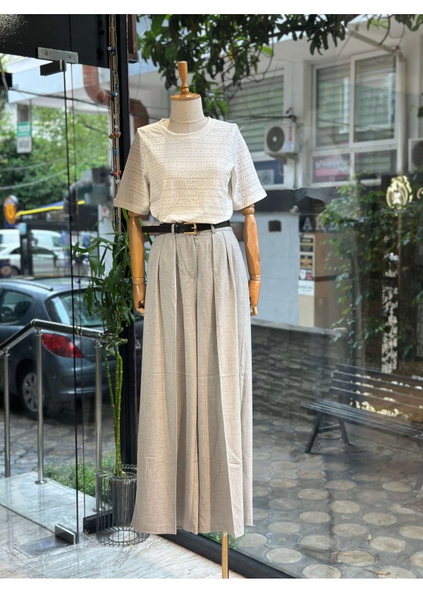 PİLELİ GRİ PANTOLON 
